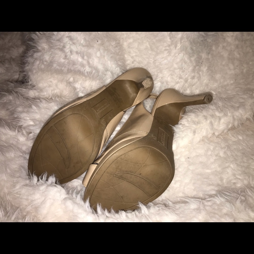 Tan Peep Toe Heels - Picture 2 of 2